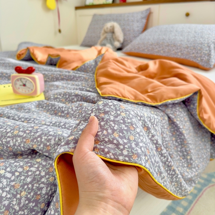 91家纺网 家纺一手货源 找家纺 金蕊阁 2025新款A类水洗双层纱夏被大豆夏被夏凉被空调被花玥