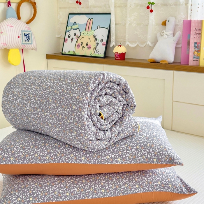 91家纺网 家纺一手货源 找家纺 金蕊阁 2025新款A类水洗双层纱夏被大豆夏被夏凉被空调被花玥