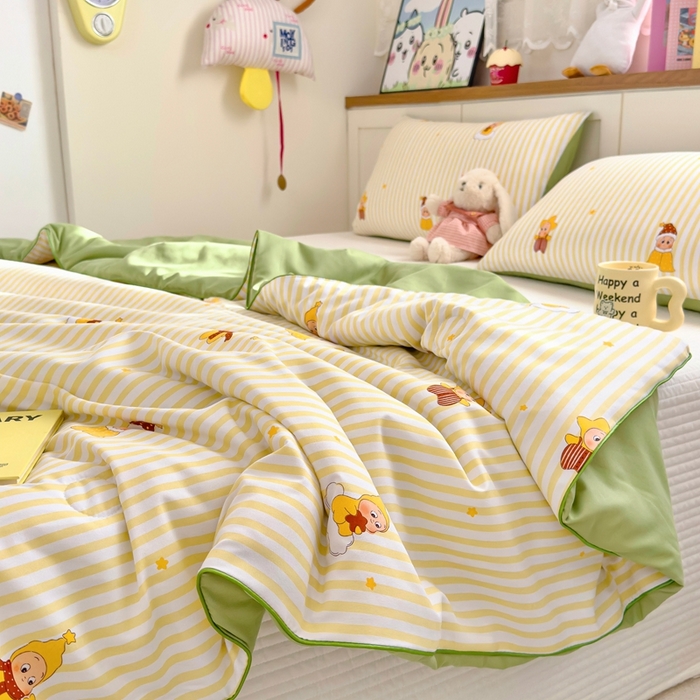 91家纺网 家纺一手货源 找家纺 金蕊阁 2025新款A类水洗双层纱夏被大豆夏被夏凉被空调被可爱宝贝