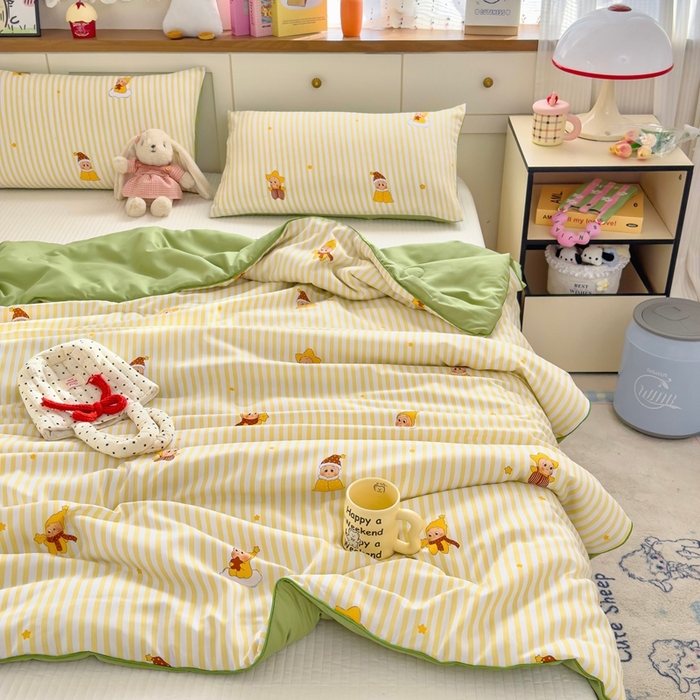 91家纺网 家纺一手货源 找家纺 金蕊阁 2025新款A类水洗双层纱夏被大豆夏被夏凉被空调被可爱宝贝