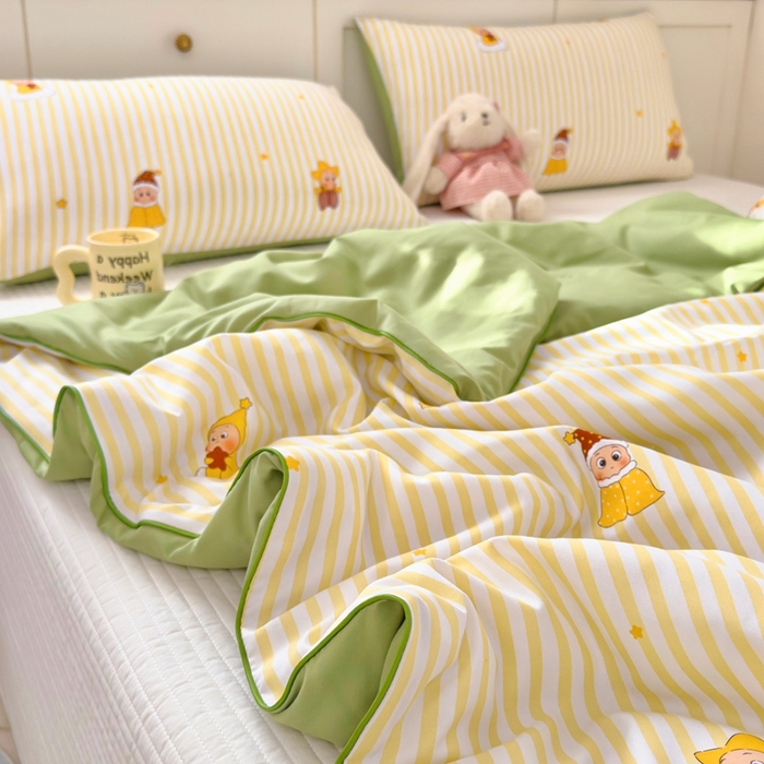 91家纺网 家纺一手货源 找家纺 金蕊阁 2025新款A类水洗双层纱夏被大豆夏被夏凉被空调被可爱宝贝