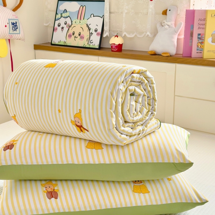 91家纺网 家纺一手货源 找家纺 金蕊阁 2025新款A类水洗双层纱夏被大豆夏被夏凉被空调被可爱宝贝