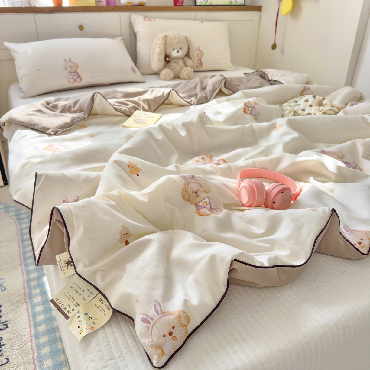 91家纺网 家纺一手货源 找家纺 金蕊阁 2025新款A类水洗双层纱夏被大豆夏被夏凉被空调被乐奇