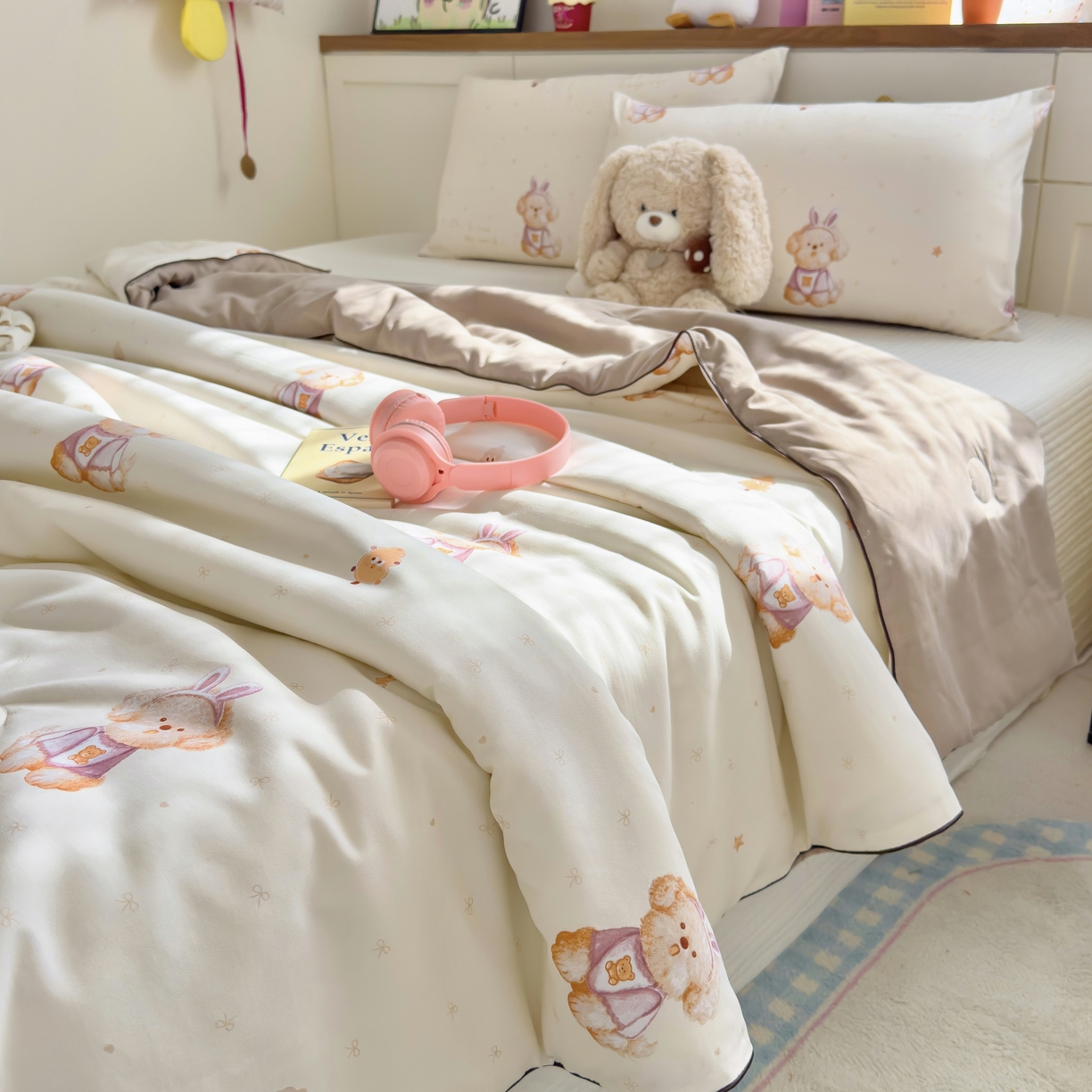 91家纺网 家纺一手货源 找家纺 金蕊阁 2025新款A类水洗双层纱夏被大豆夏被夏凉被空调被乐奇