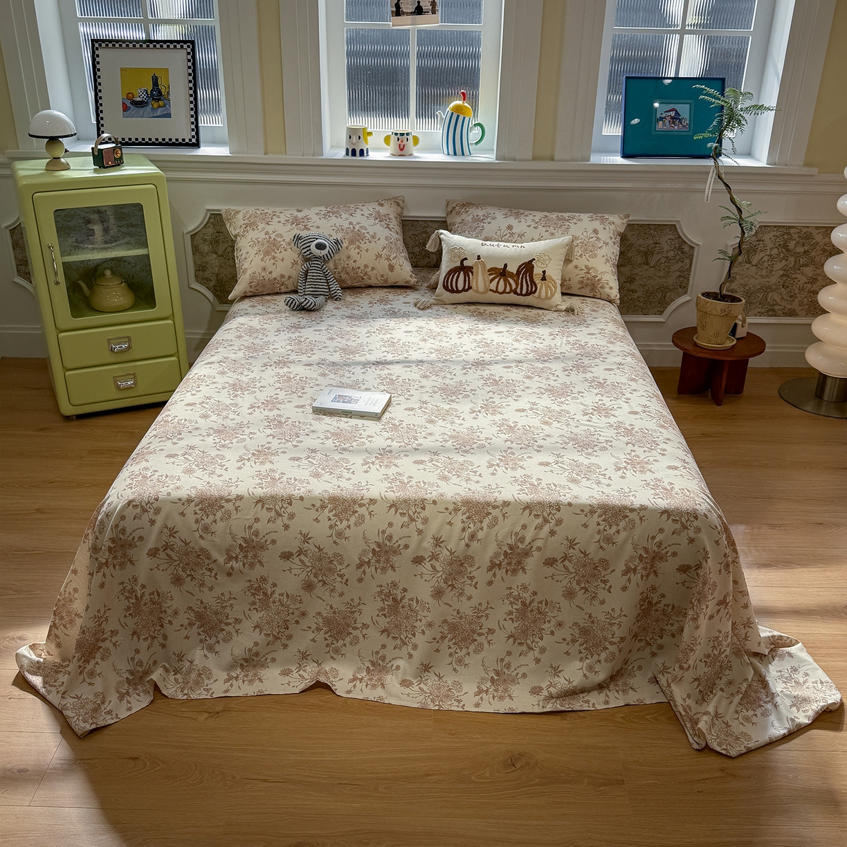 91家纺网 家纺一手货源 找家纺 （总）蓝邻家纺 2026年新款全棉纯棉棉麻复古风单床单单品床单单件场景一