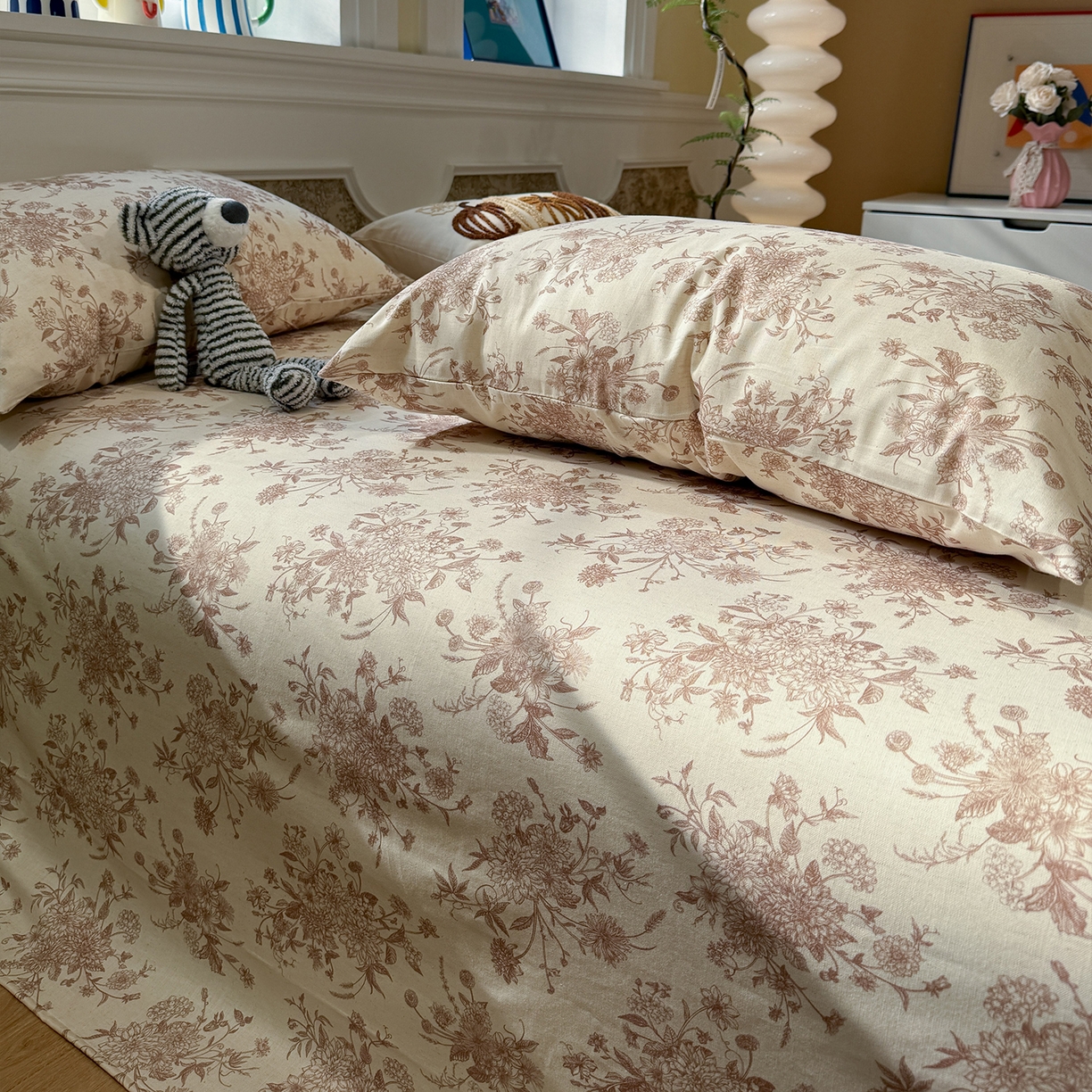 91家纺网 家纺一手货源 找家纺 （总）蓝邻家纺 2026年新款全棉纯棉棉麻复古风单床单单品床单单件场景一