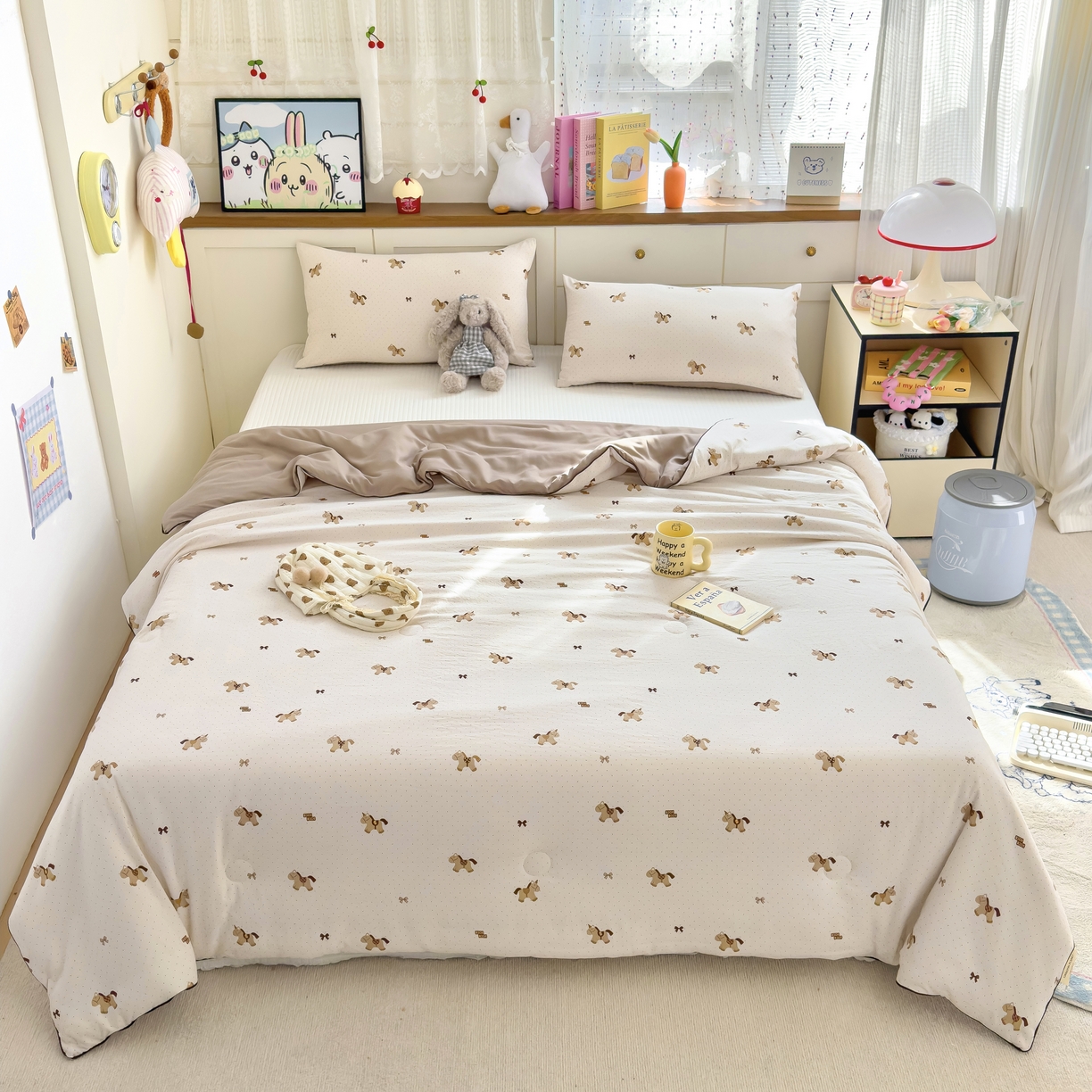 91家纺网 家纺一手货源 找家纺 金蕊阁 2025新款A类水洗双层纱夏被大豆夏被夏凉被空调被马上有钱