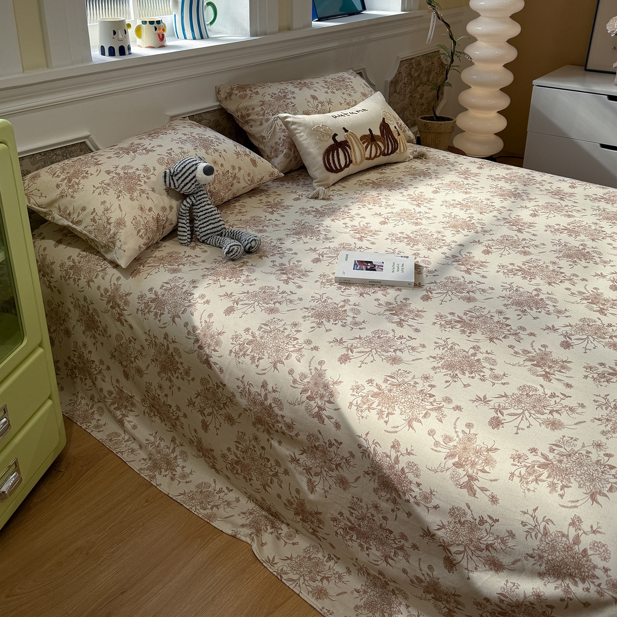 91家纺网 家纺一手货源 找家纺 （总）蓝邻家纺 2026年新款全棉纯棉棉麻复古风单床单单品床单单件场景一