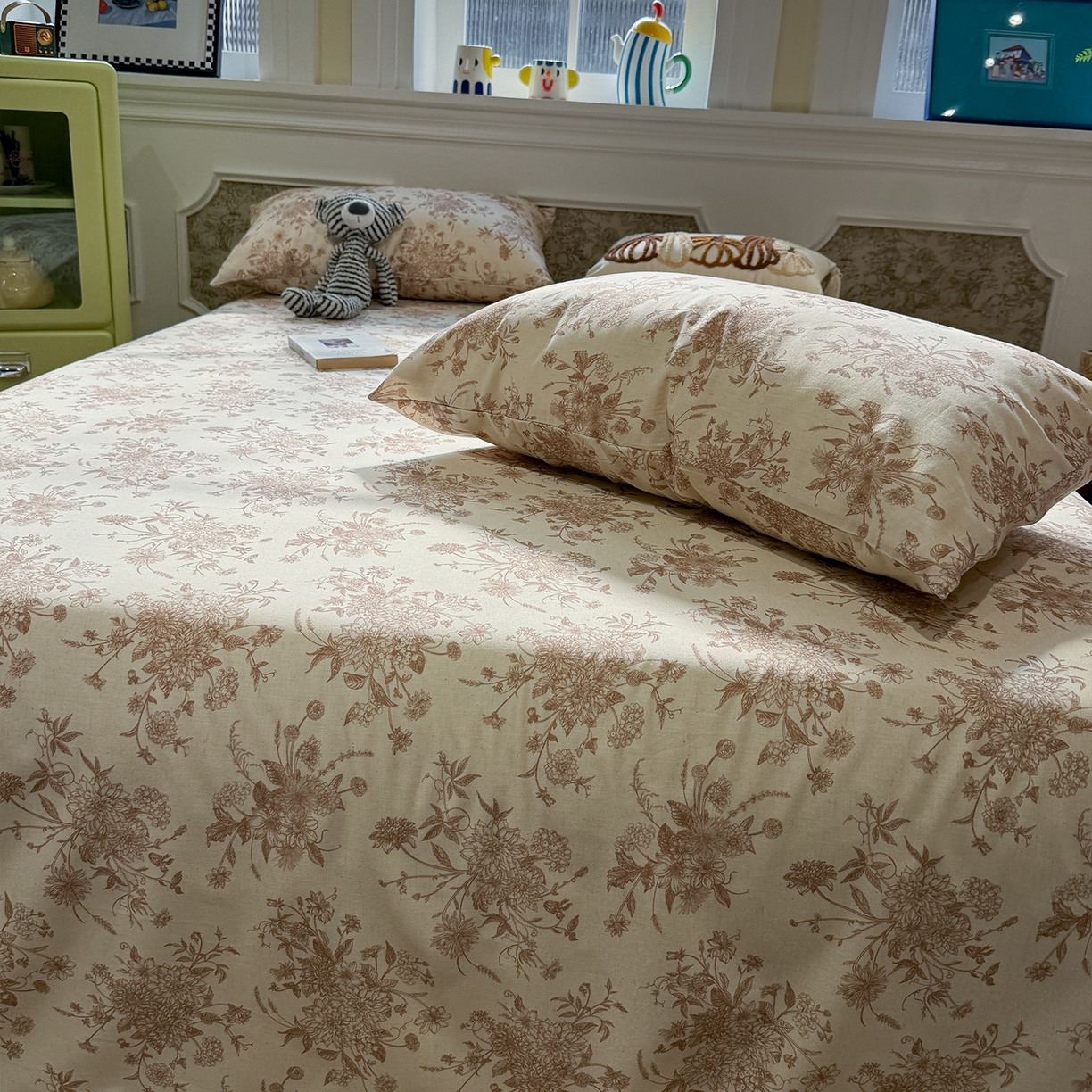 91家纺网 家纺一手货源 找家纺 （总）蓝邻家纺 2026年新款全棉纯棉棉麻复古风单床单单品床单单件场景一