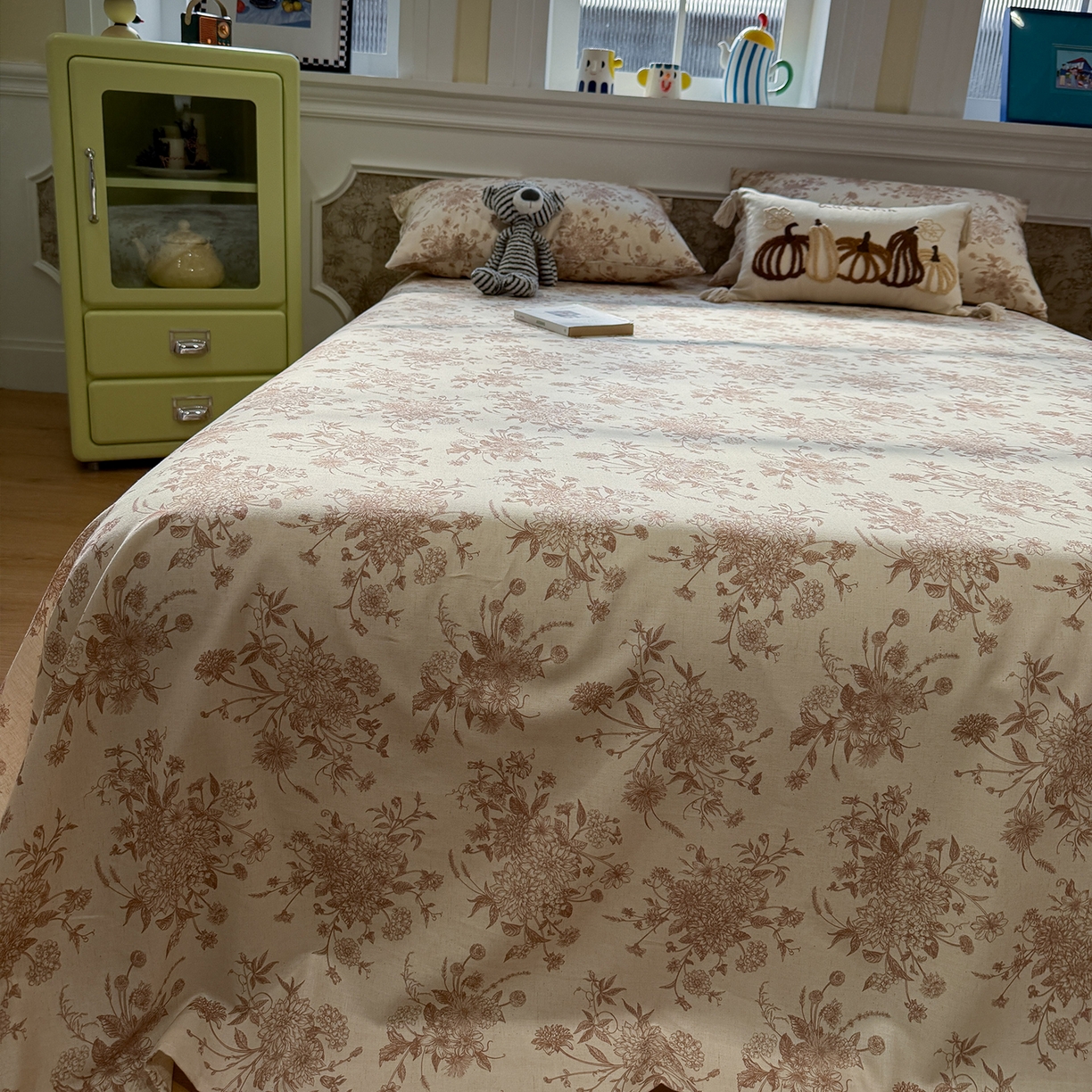 91家纺网 家纺一手货源 找家纺 （总）蓝邻家纺 2026年新款全棉纯棉棉麻复古风单床单单品床单单件场景一