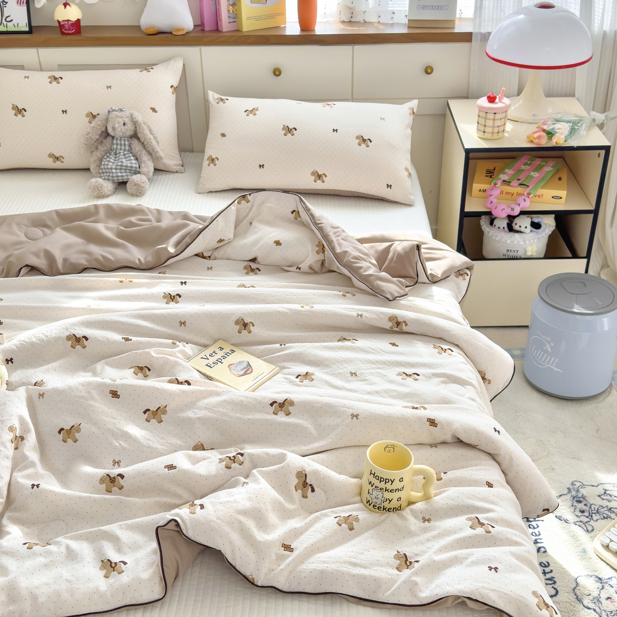 91家纺网 家纺一手货源 找家纺 金蕊阁 2025新款A类水洗双层纱夏被大豆夏被夏凉被空调被马上有钱