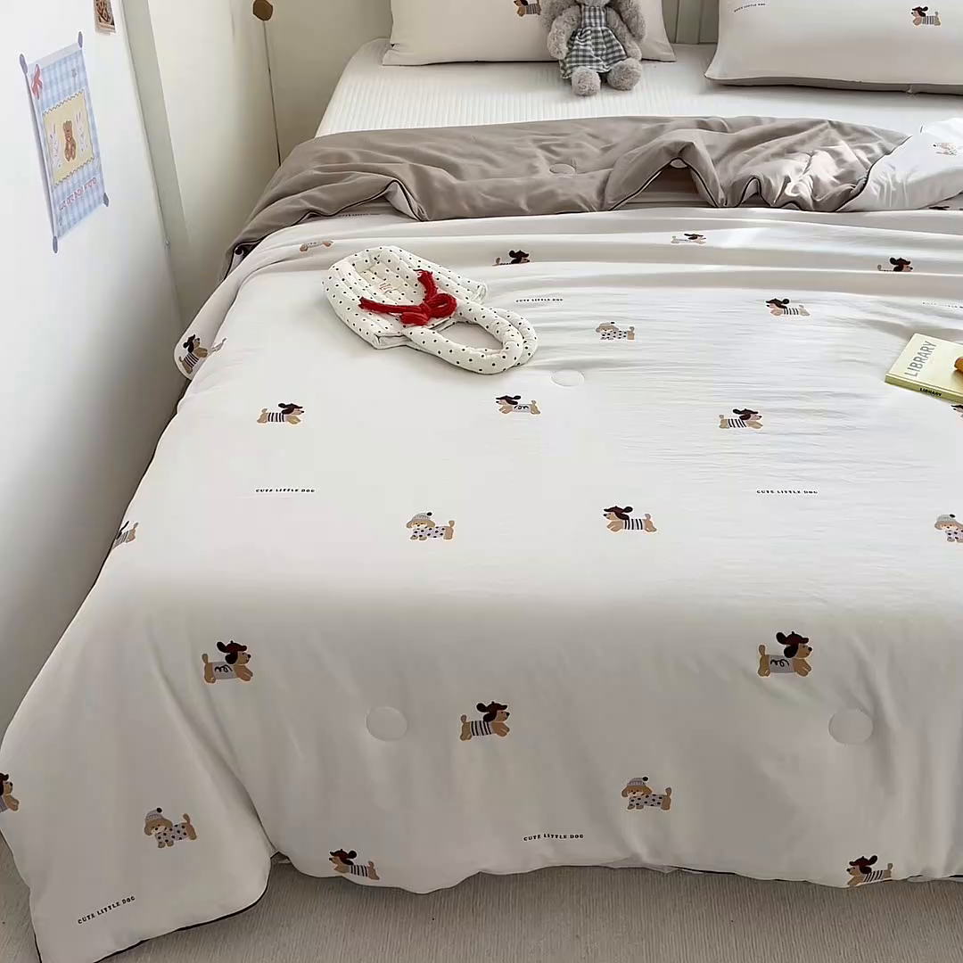 91家纺网 家纺一手货源 找家纺 金蕊阁 2025新款A类水洗双层纱夏被大豆夏被夏凉被空调被马上有钱