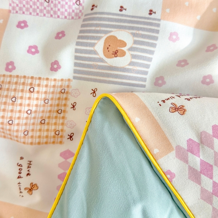 91家纺网 家纺一手货源 找家纺 金蕊阁 2025新款A类水洗双层纱夏被大豆夏被夏凉被空调被拼格小兔