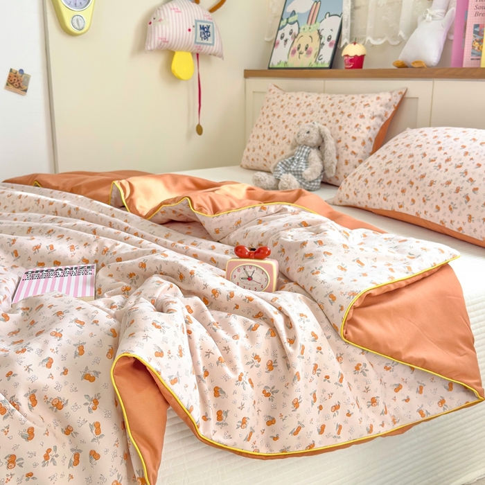 91家纺网 家纺一手货源 找家纺 金蕊阁 2025新款A类水洗双层纱夏被大豆夏被夏凉被空调被小橙集