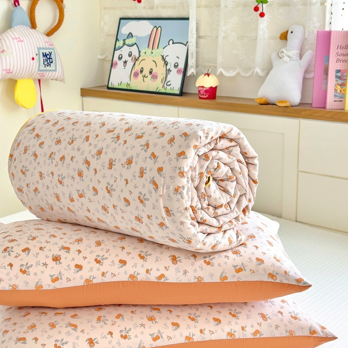 91家纺网 家纺一手货源 找家纺 金蕊阁 2025新款A类水洗双层纱夏被大豆夏被夏凉被空调被小橙集