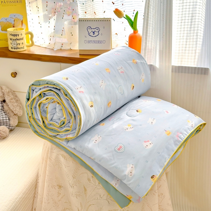金蕊阁 2025新款A类水洗双层纱夏被大豆夏被夏凉被空调被小猫甜品店