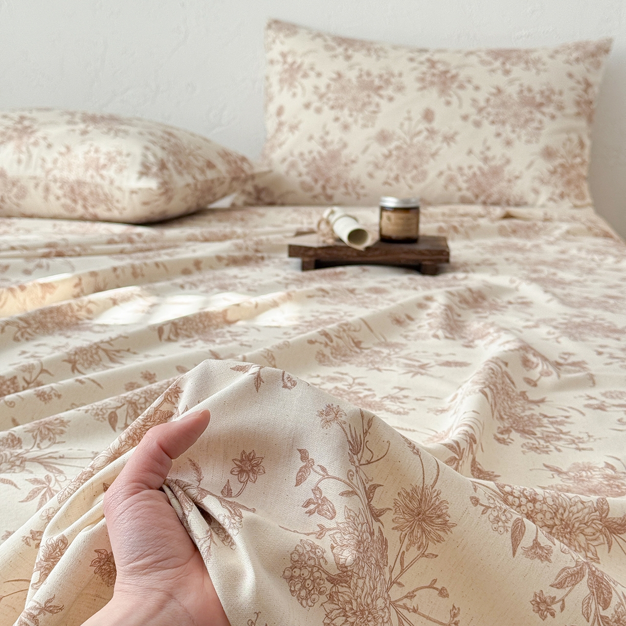 91家纺网 家纺一手货源 找家纺 （总）蓝邻家纺 2026年新款全棉纯棉棉麻复古风单床单单品床单单件场景二