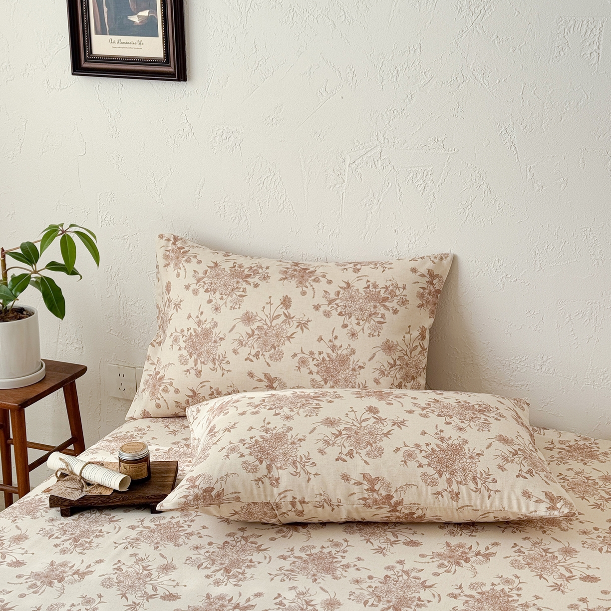 91家纺网 家纺一手货源 找家纺 （总）蓝邻家纺 2026年新款全棉纯棉棉麻复古风单床单单品床单单件场景二