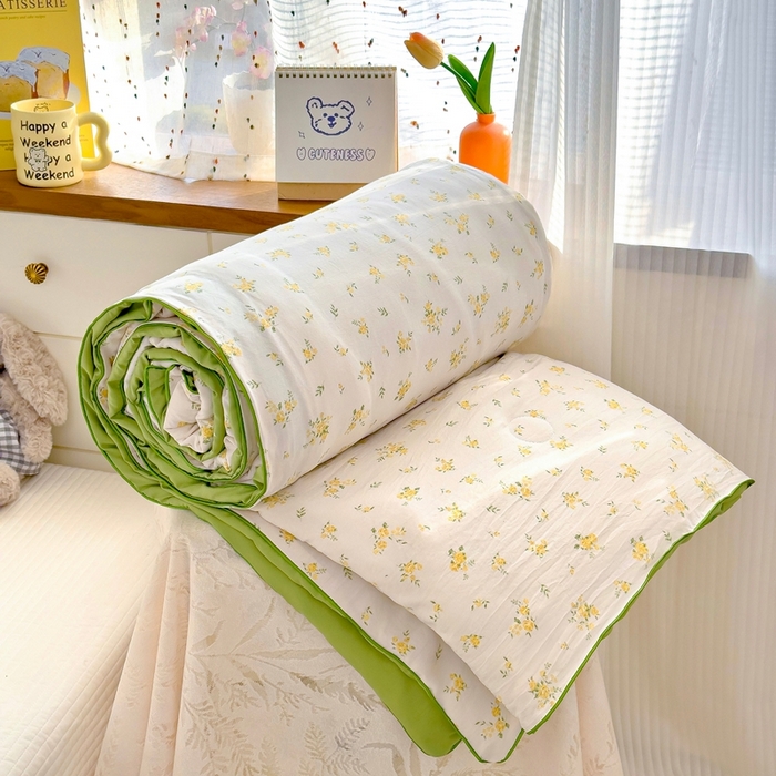 金蕊阁 2025新款A类水洗双层纱夏被大豆夏被夏凉被空调被花间梦