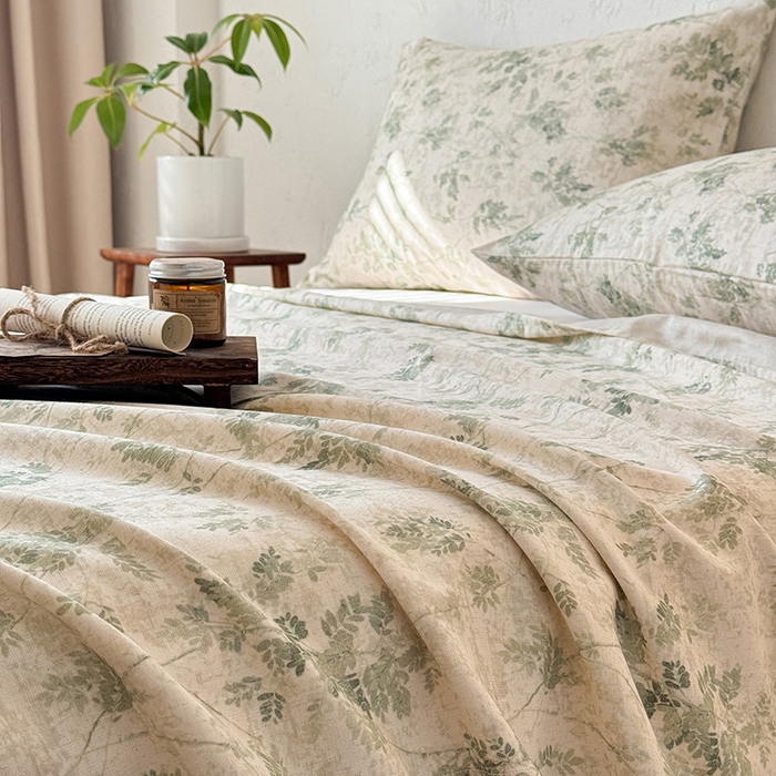 91家纺网 家纺一手货源 找家纺 （总）蓝邻家纺 2026年新款全棉纯棉棉麻复古风单床单单品床单单件场景二