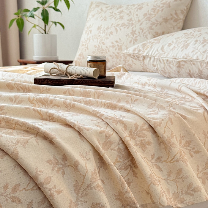 91家纺网 家纺一手货源 找家纺 （总）蓝邻家纺 2026年新款全棉纯棉棉麻复古风单床单单品床单单件场景二