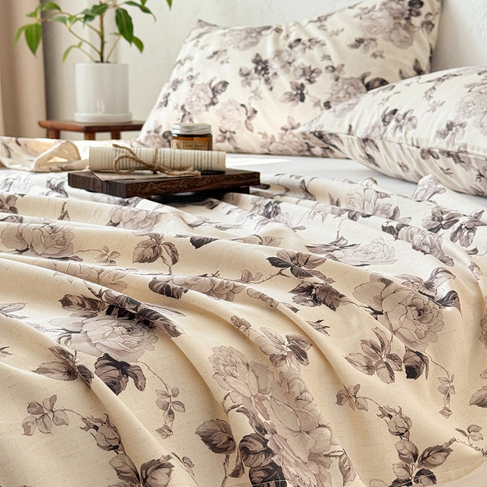 91家纺网 家纺一手货源 找家纺 （总）蓝邻家纺 2026年新款全棉纯棉棉麻复古风单床单单品床单单件场景二