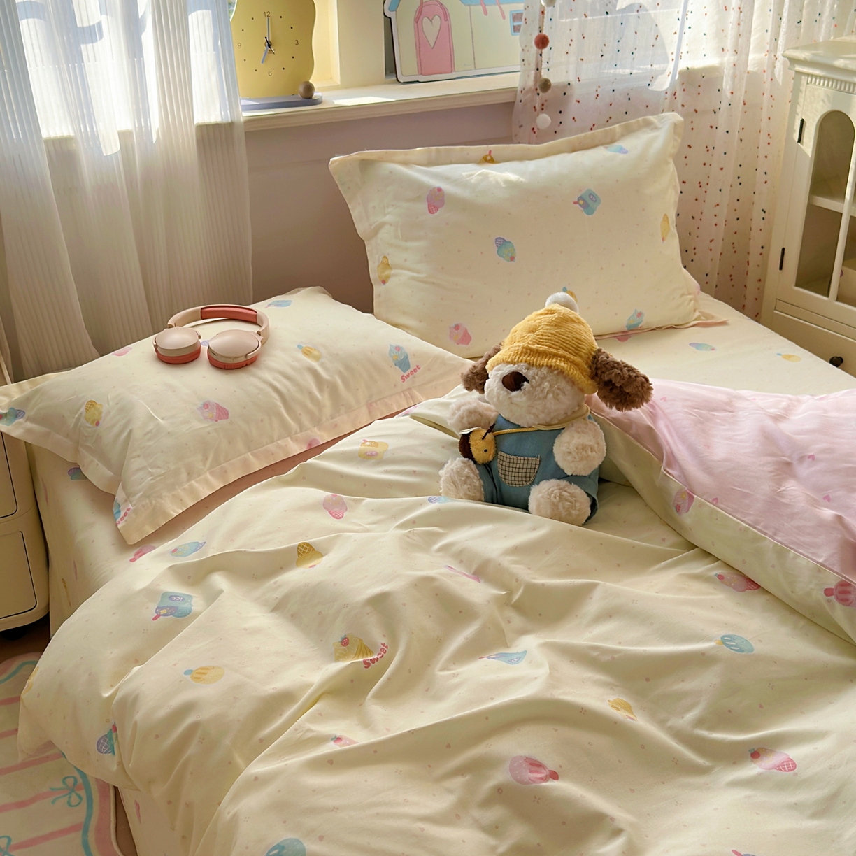 91家纺网 家纺一手货源 找家纺 典雅家纺 2026新款12868全棉纯棉印花四件套 冰激凌