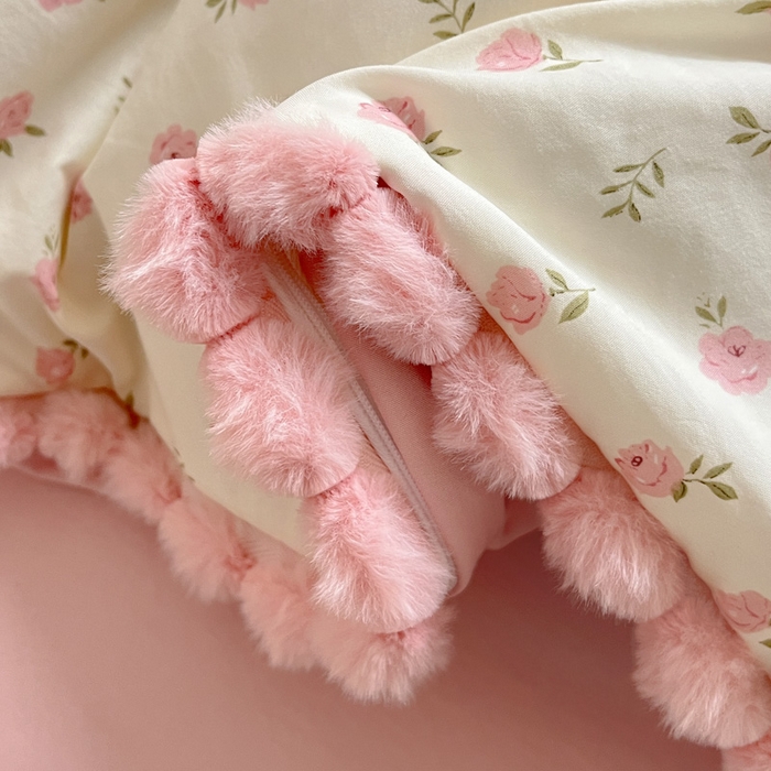 91家纺网 家纺一手货源 找家纺 （总）鑫利来家纺 2026新款毛球款四件套古法水洗棉韩式法式花边四件套被套学生床单三件套