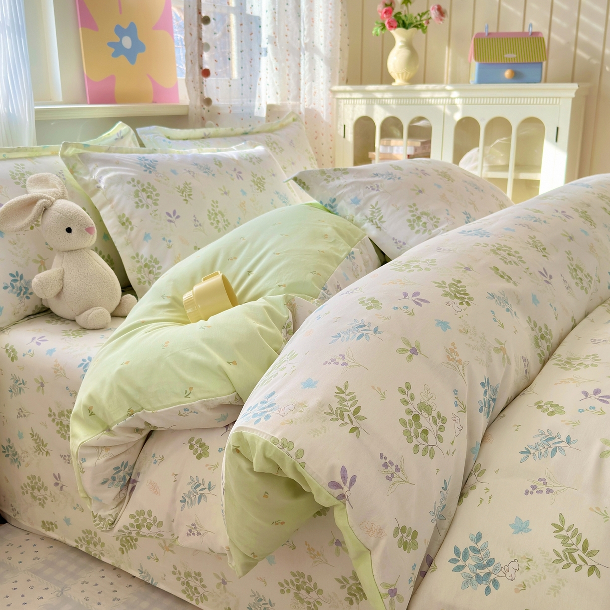 91家纺网 家纺一手货源 找家纺 典雅家纺 2026新款12868全棉纯棉印花四件套 花丛小艺