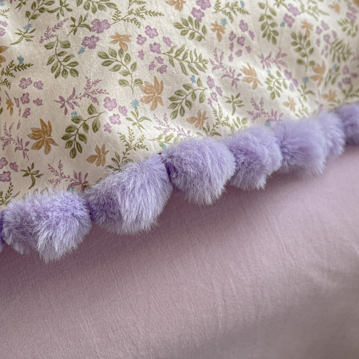 91家纺网 家纺一手货源 找家纺 鑫利来家纺 2026新款毛球款四件套古法水洗棉韩式法式花边四件套被套学生床单三件套 毛球款-花间谣