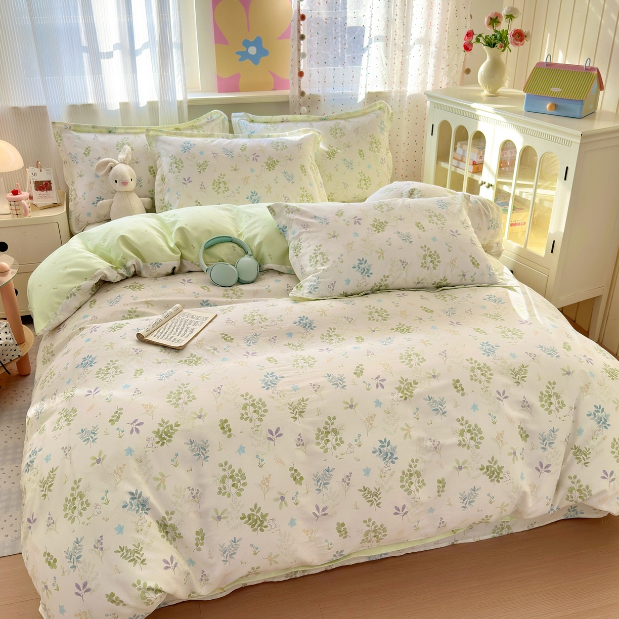 91家纺网 家纺一手货源 找家纺 典雅家纺 2026新款12868全棉纯棉印花四件套 花丛小艺