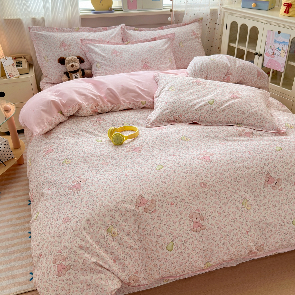 91家纺网 家纺一手货源 找家纺 典雅家纺 2026新款12868全棉纯棉印花四件套 花样萌宠