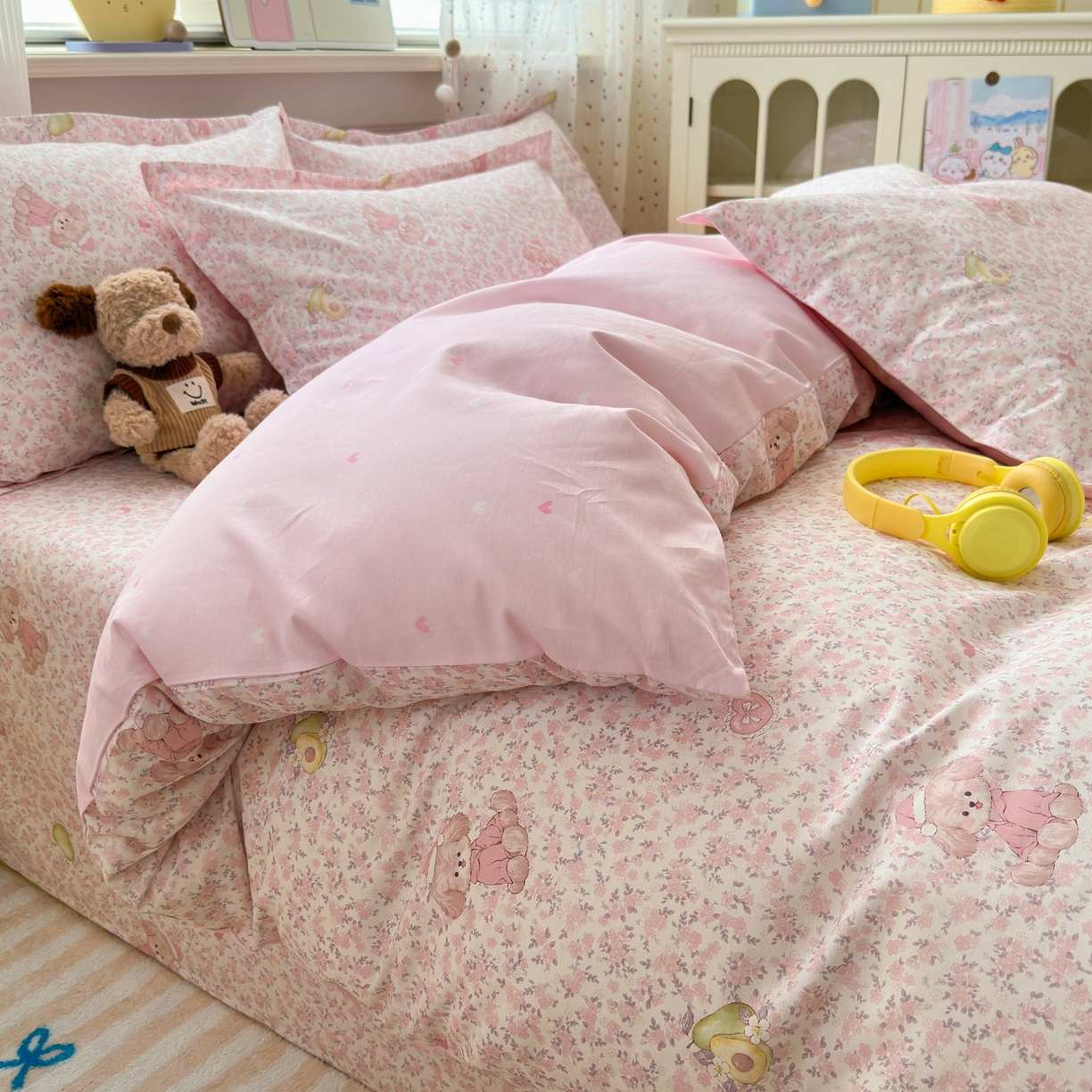 91家纺网 家纺一手货源 找家纺 典雅家纺 2026新款12868全棉纯棉印花四件套 花样萌宠