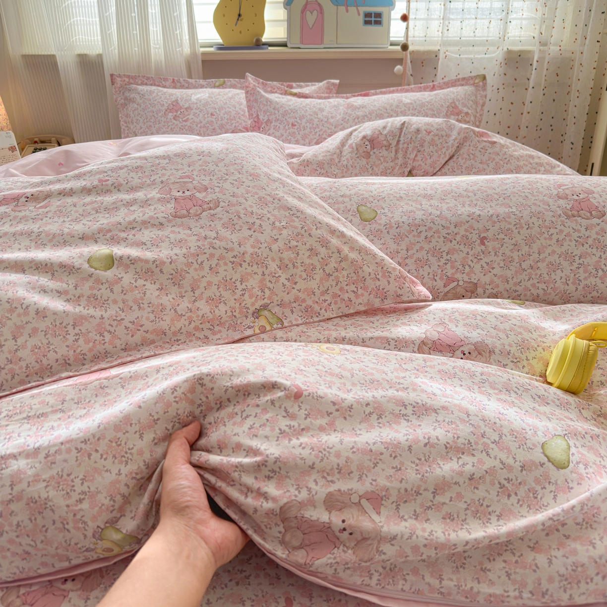 91家纺网 家纺一手货源 找家纺 典雅家纺 2026新款12868全棉纯棉印花四件套 花样萌宠