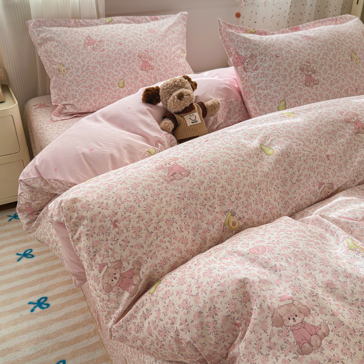 91家纺网 家纺一手货源 找家纺 典雅家纺 2026新款12868全棉纯棉印花四件套 花样萌宠