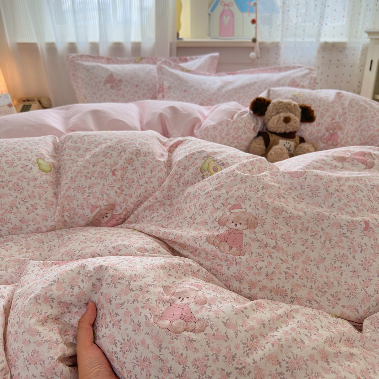 91家纺网 家纺一手货源 找家纺 典雅家纺 2026新款12868全棉纯棉印花四件套 花样萌宠