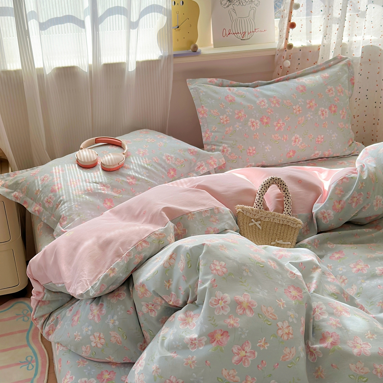 91家纺网 家纺一手货源 找家纺 典雅家纺 2026新款12868全棉纯棉印花四件套 恋恋花开