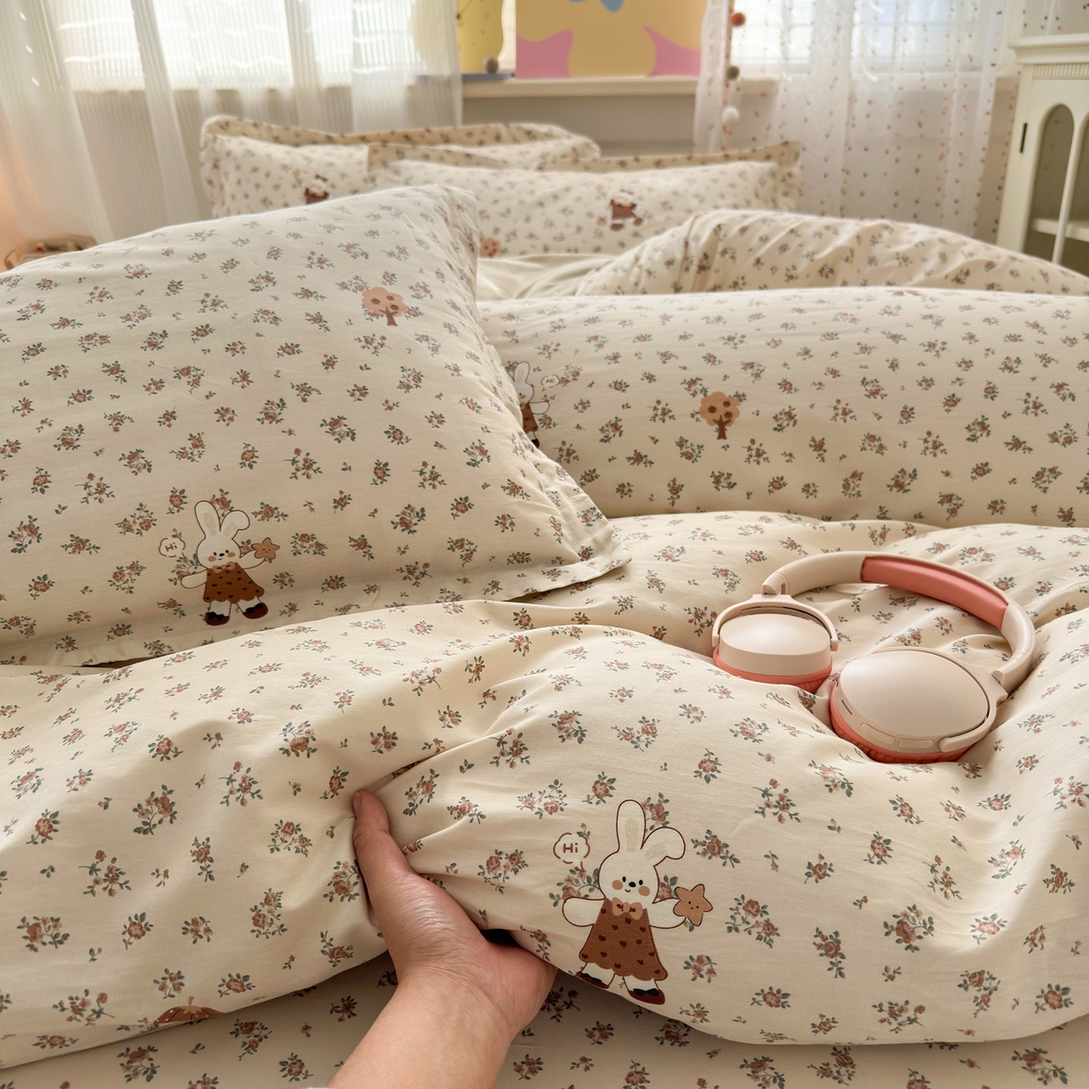 91家纺网 家纺一手货源 找家纺 典雅家纺 2026新款12868全棉纯棉印花四件套 南瓜甜心