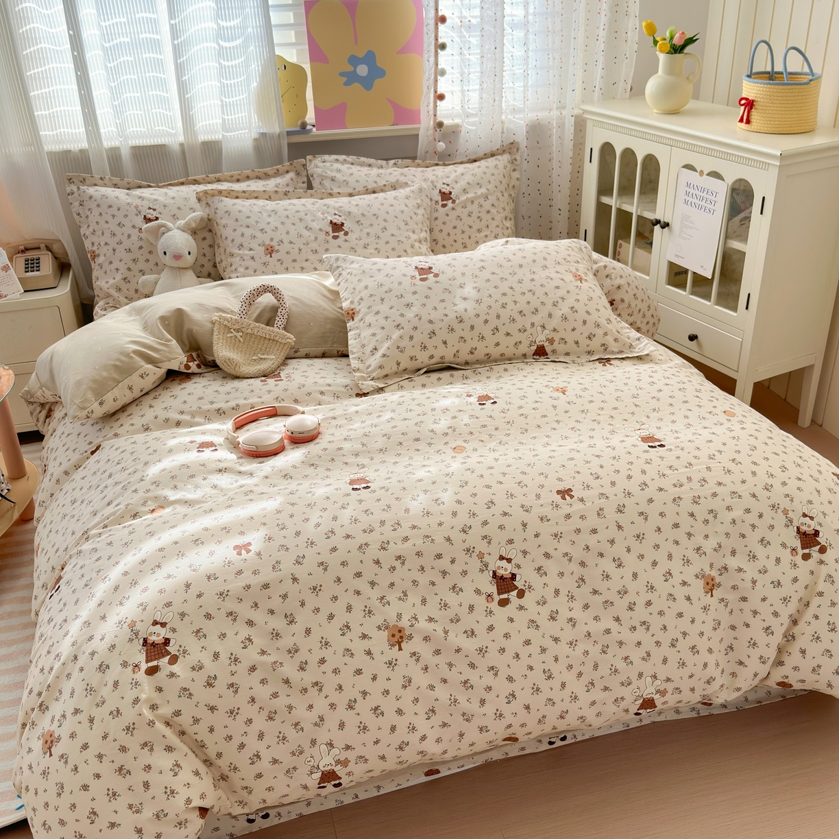 91家纺网 家纺一手货源 找家纺 典雅家纺 2026新款12868全棉纯棉印花四件套 南瓜甜心