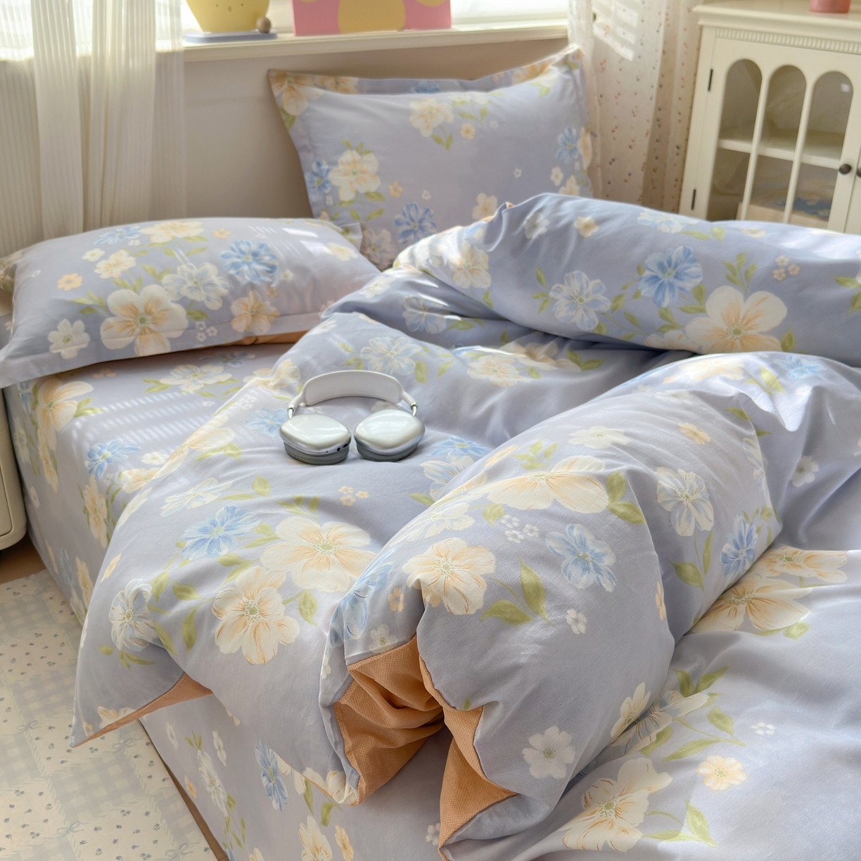 91家纺网 家纺一手货源 找家纺 典雅家纺 2026新款12868全棉纯棉印花四件套 浅影