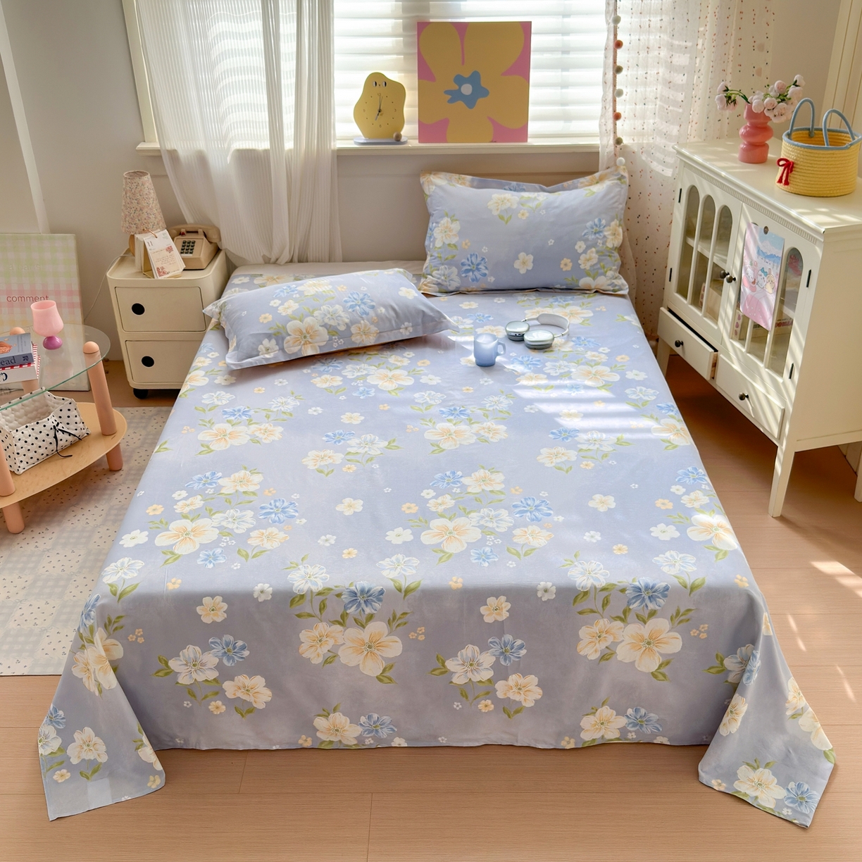 91家纺网 家纺一手货源 找家纺 典雅家纺 2026新款12868全棉纯棉印花四件套 浅影