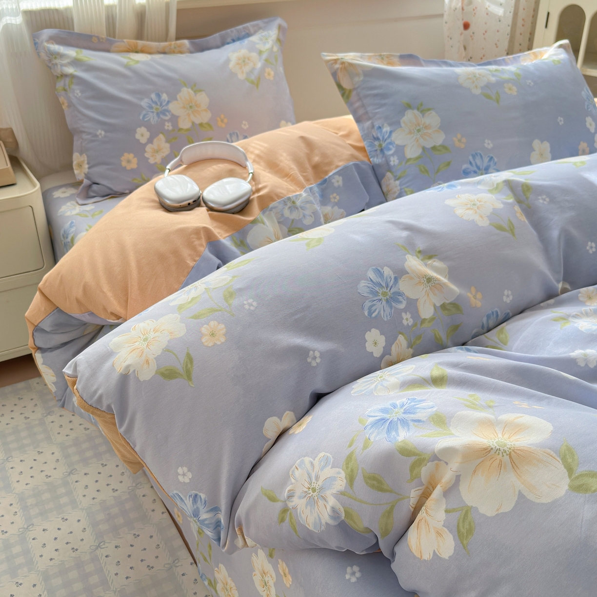 91家纺网 家纺一手货源 找家纺 典雅家纺 2026新款12868全棉纯棉印花四件套 浅影