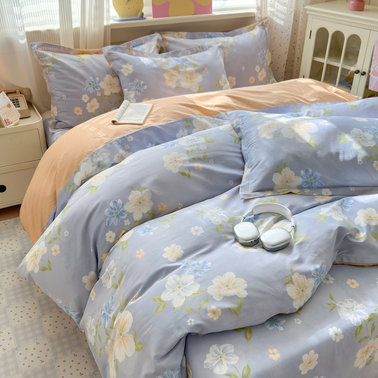 91家纺网 家纺一手货源 找家纺 典雅家纺 2026新款12868全棉纯棉印花四件套 浅影