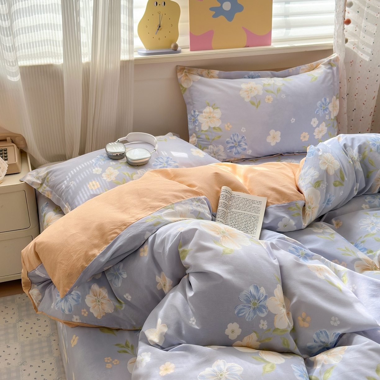 91家纺网 家纺一手货源 找家纺 典雅家纺 2026新款12868全棉纯棉印花四件套 浅影