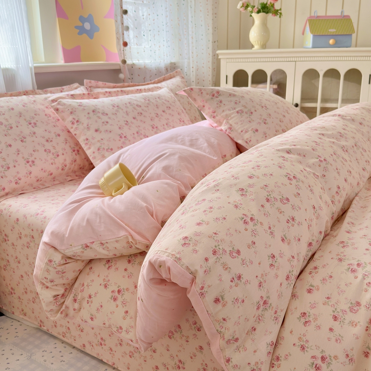 91家纺网 家纺一手货源 找家纺 典雅家纺 2026新款12868全棉纯棉印花四件套 沁语繁花