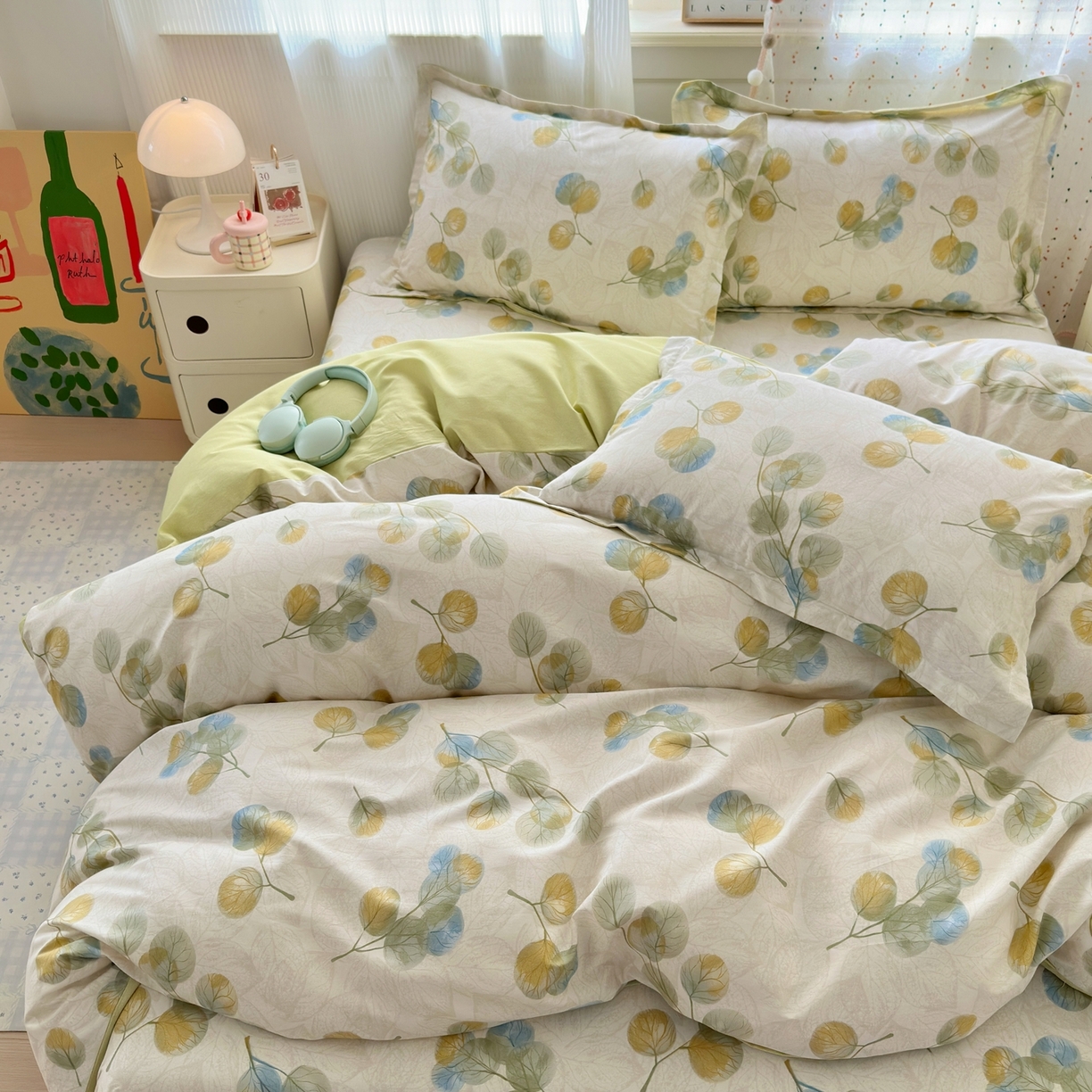 91家纺网 家纺一手货源 找家纺 典雅家纺 2026新款12868全棉纯棉印花四件套 秋飘铃