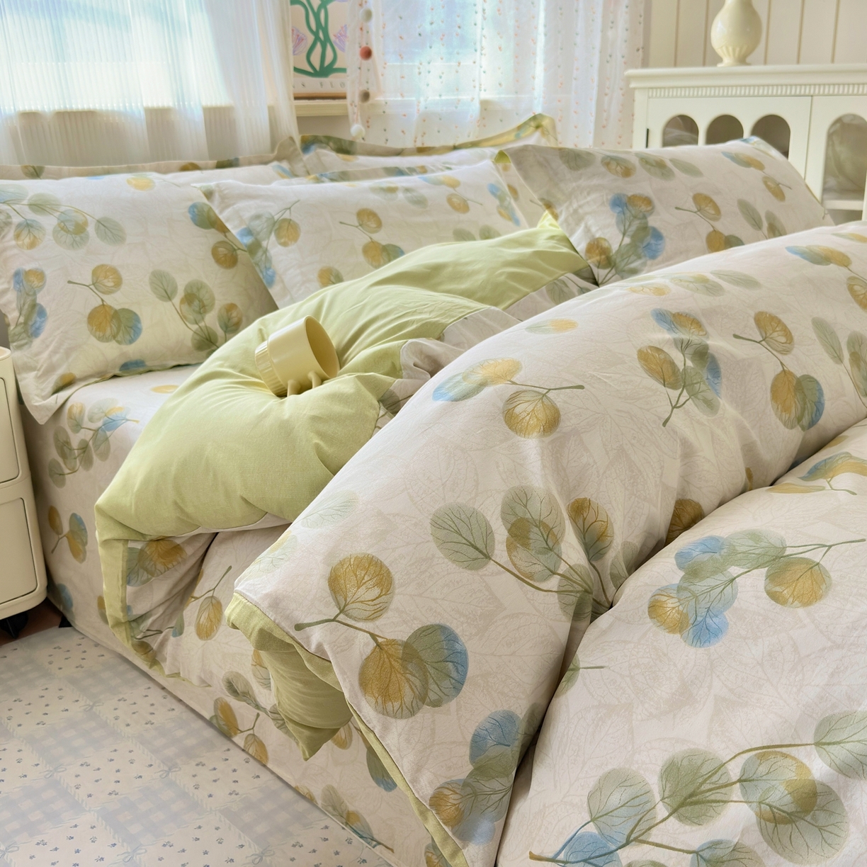 91家纺网 家纺一手货源 找家纺 典雅家纺 2026新款12868全棉纯棉印花四件套 秋飘铃