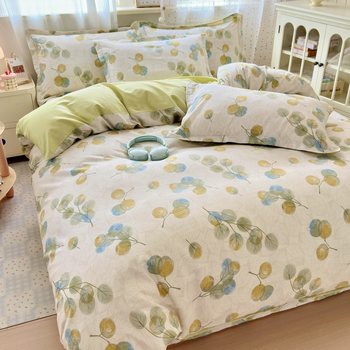 91家纺网 家纺一手货源 找家纺 典雅家纺 2026新款12868全棉纯棉印花四件套 秋飘铃