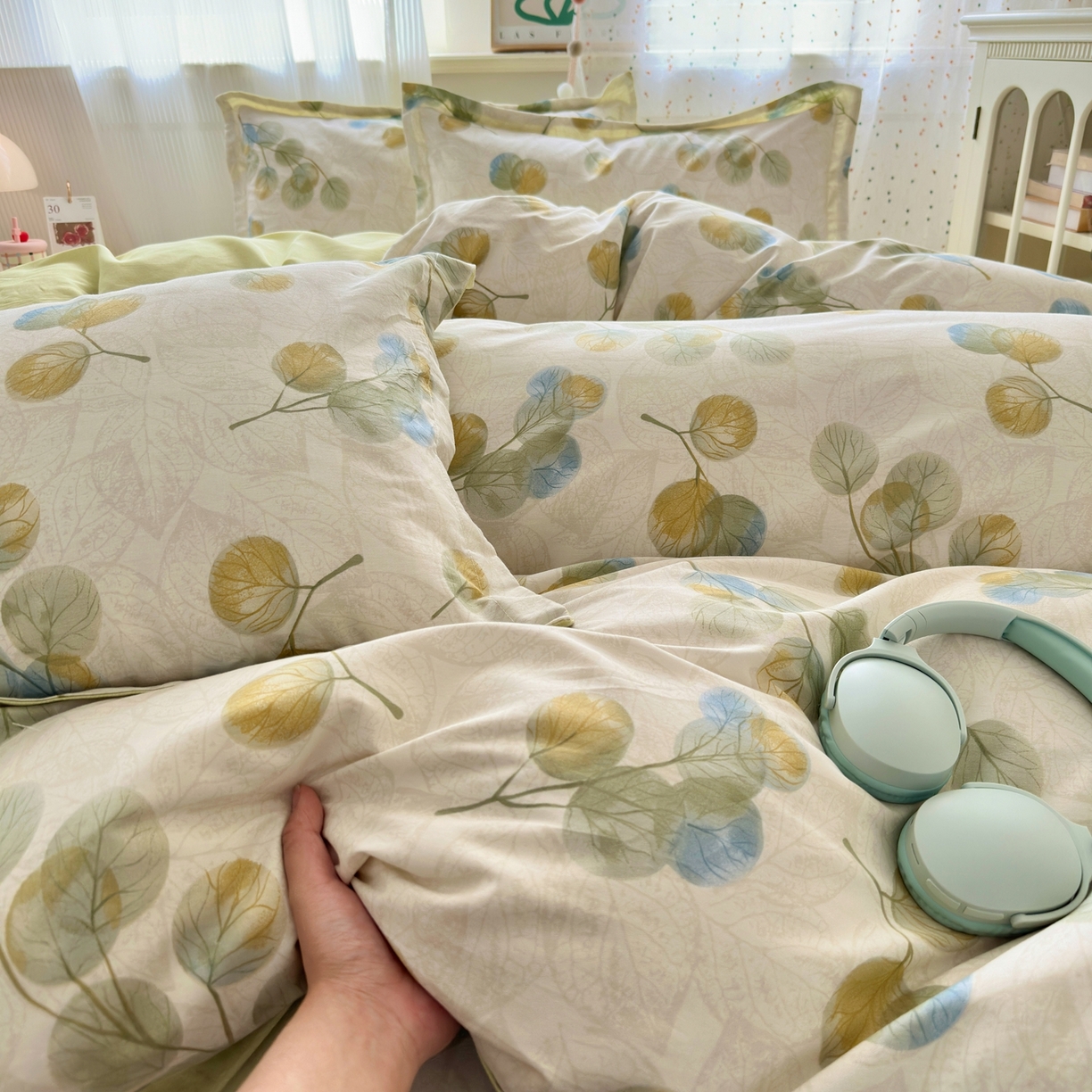 91家纺网 家纺一手货源 找家纺 典雅家纺 2026新款12868全棉纯棉印花四件套 秋飘铃