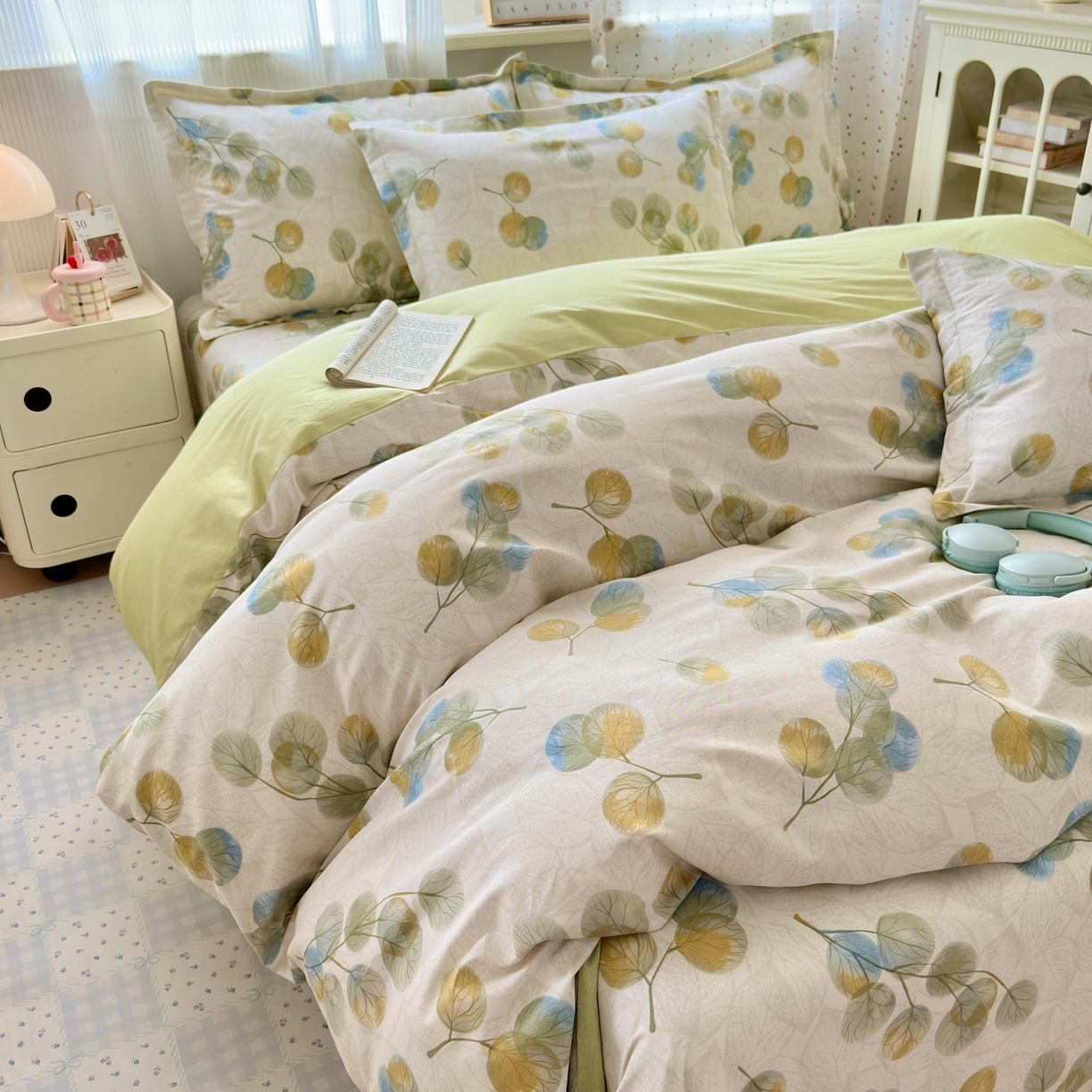 91家纺网 家纺一手货源 找家纺 典雅家纺 2026新款12868全棉纯棉印花四件套 秋飘铃